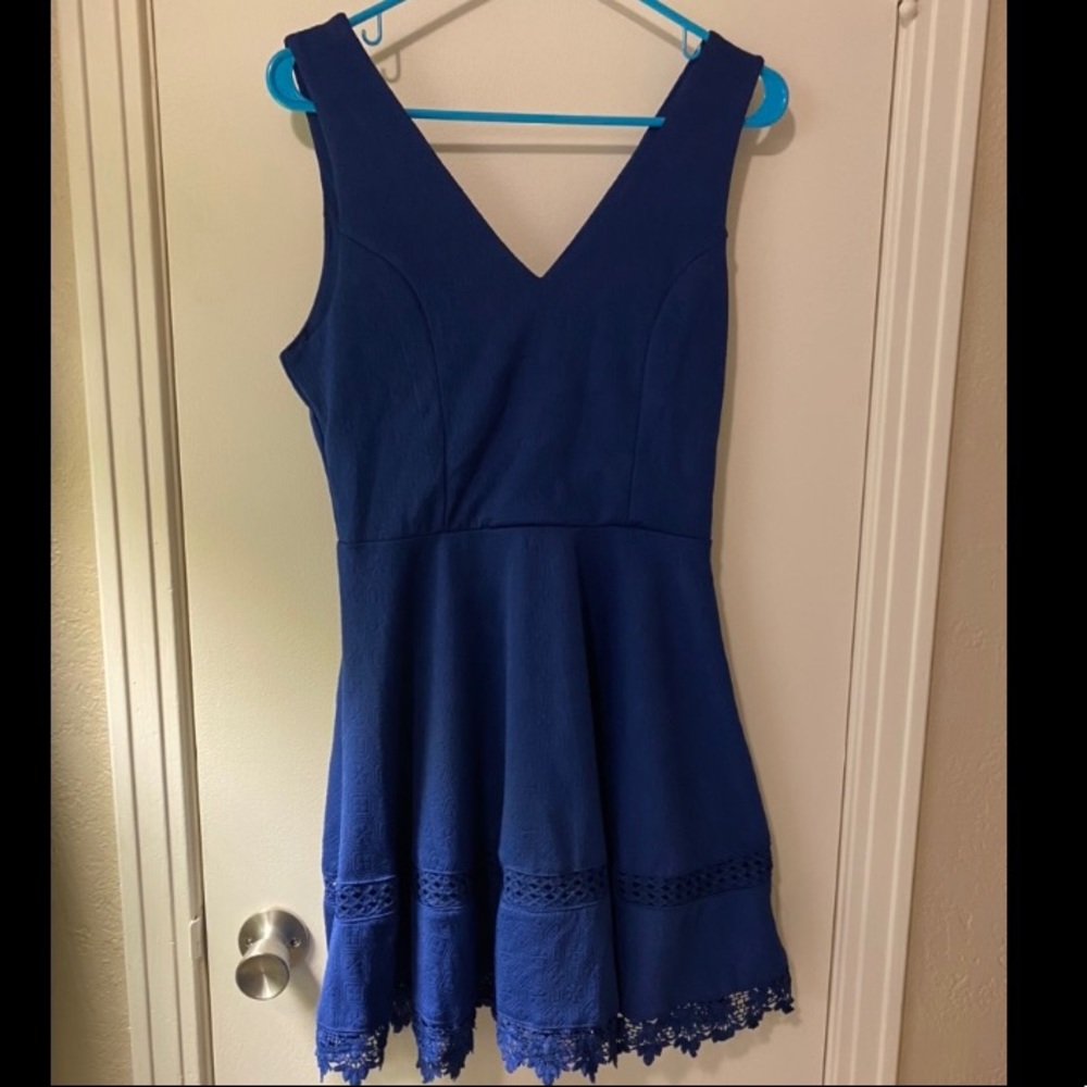 Francesca | Royal Blue Lace Trimmed Dress